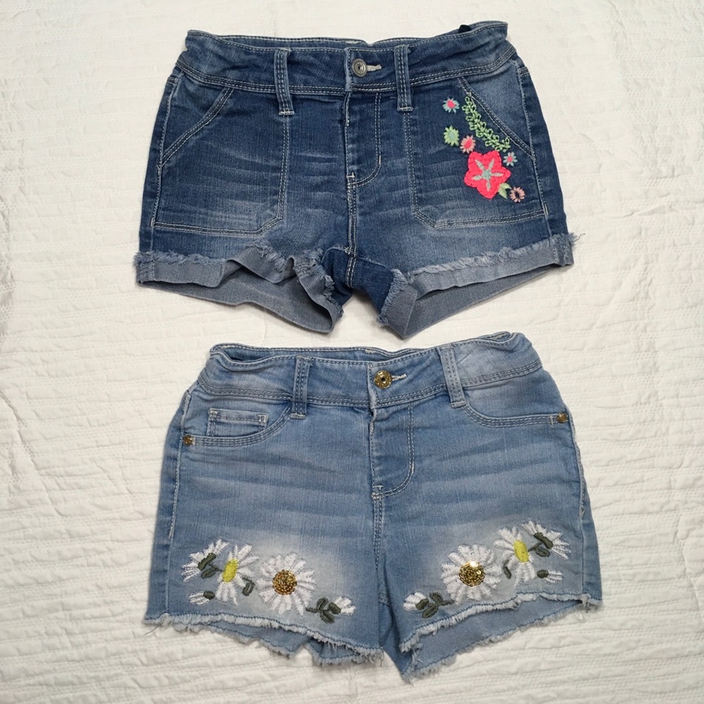 Floral Embroidered Denim Jean Shorts Bundle